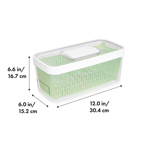 OXO GreenSaver carbon filter absorbs ethylene to slow ripening and extend freshness