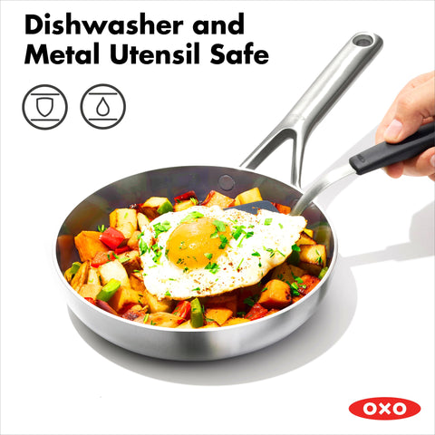 OXO Mira Tri-Ply induction-ready and oven-safe cookware.