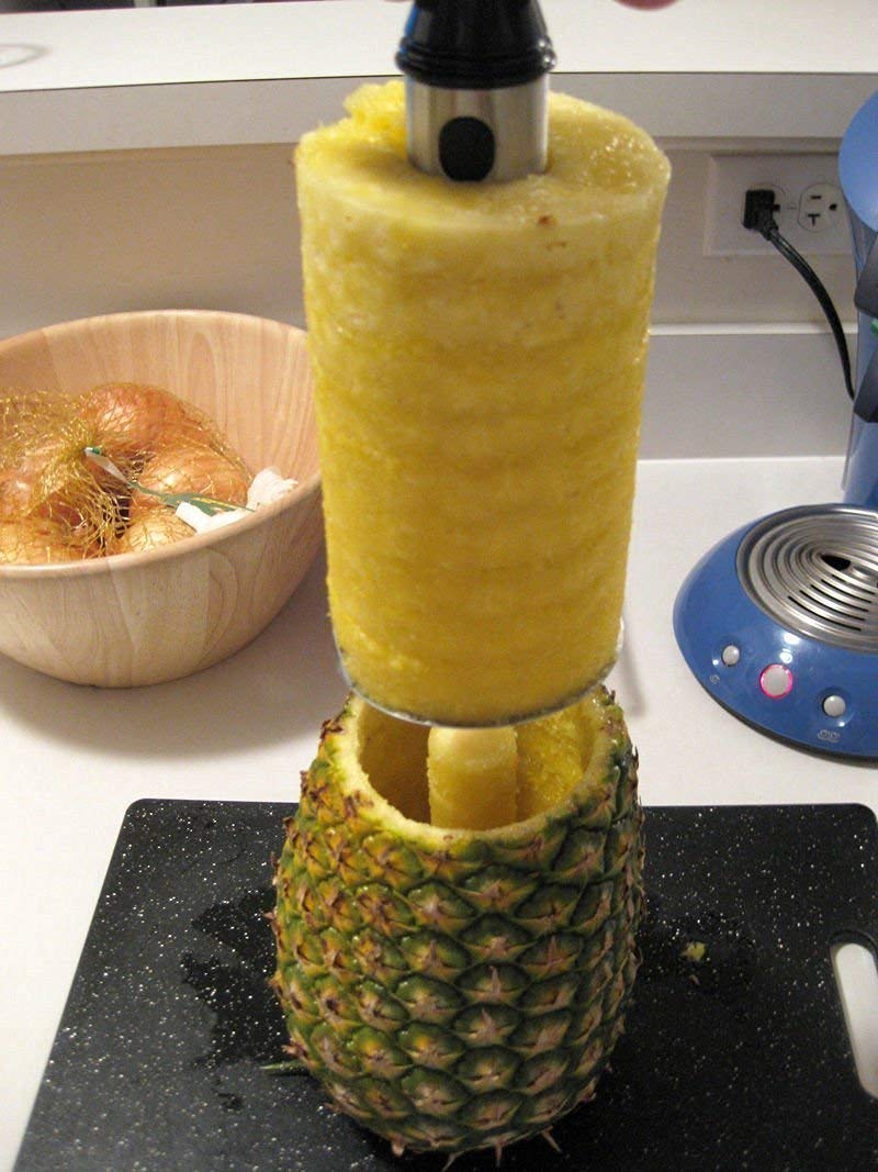 OXO pineapple corer-slicer fits most pineapples for versatile prep.
