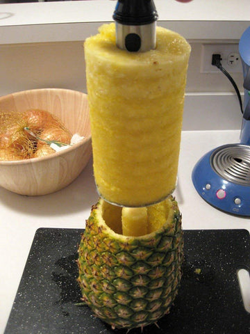 OXO pineapple corer-slicer fits most pineapples for versatile prep.