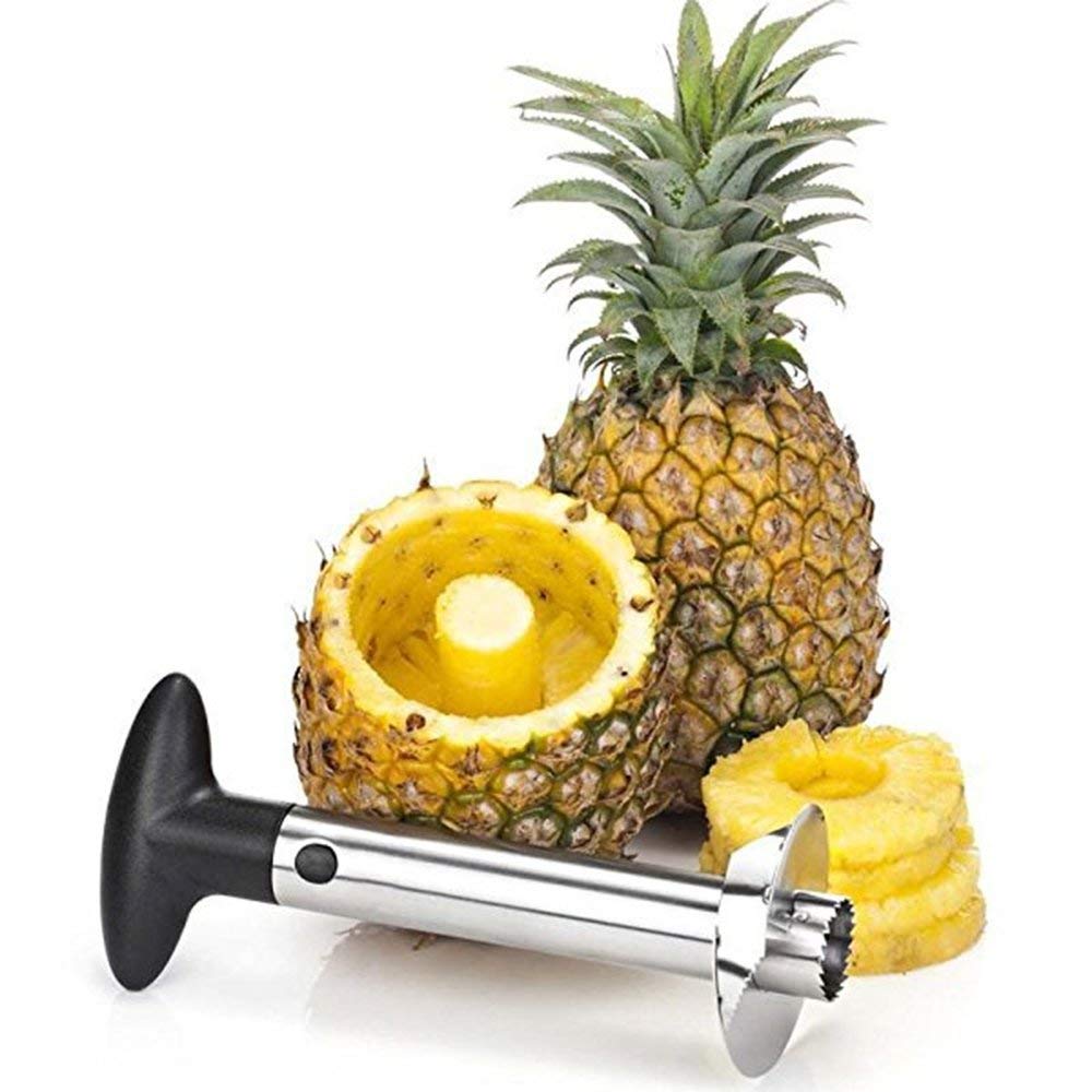 OXO pineapple corer-slicer ergonomic knob supports comfortable continuous rotation.