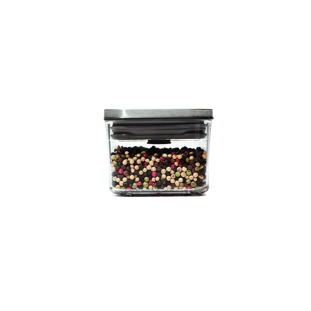 OXO POP small square mini 0.4 qt with airtight lid seal keeps pantry fresh.