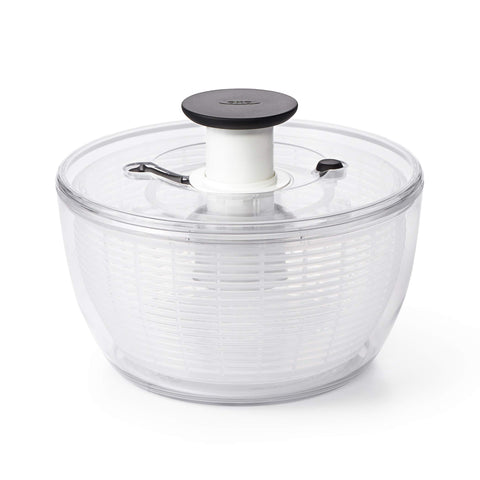 OXO Salad Spinner base view showing a stable, sturdy bowl ready for countertop use.