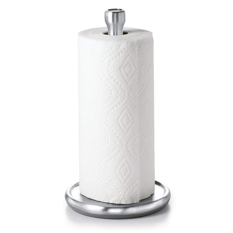 OXO Good Grips Steady Paper Towel Holder brushed stainless steel finish complements decor