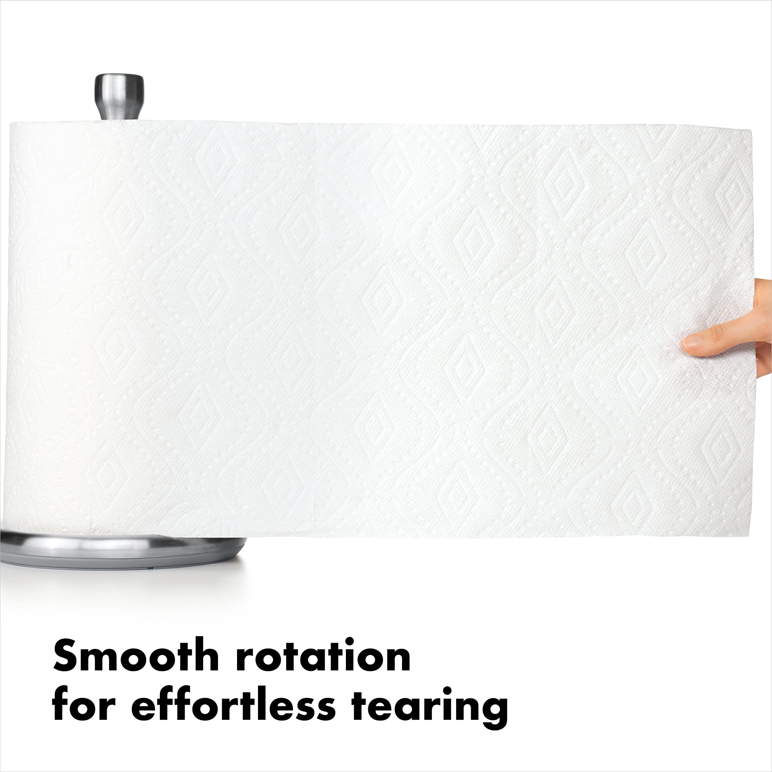 OXO Good Grips Steady Paper Towel Holder rotates smoothly for fast, controlled tearing