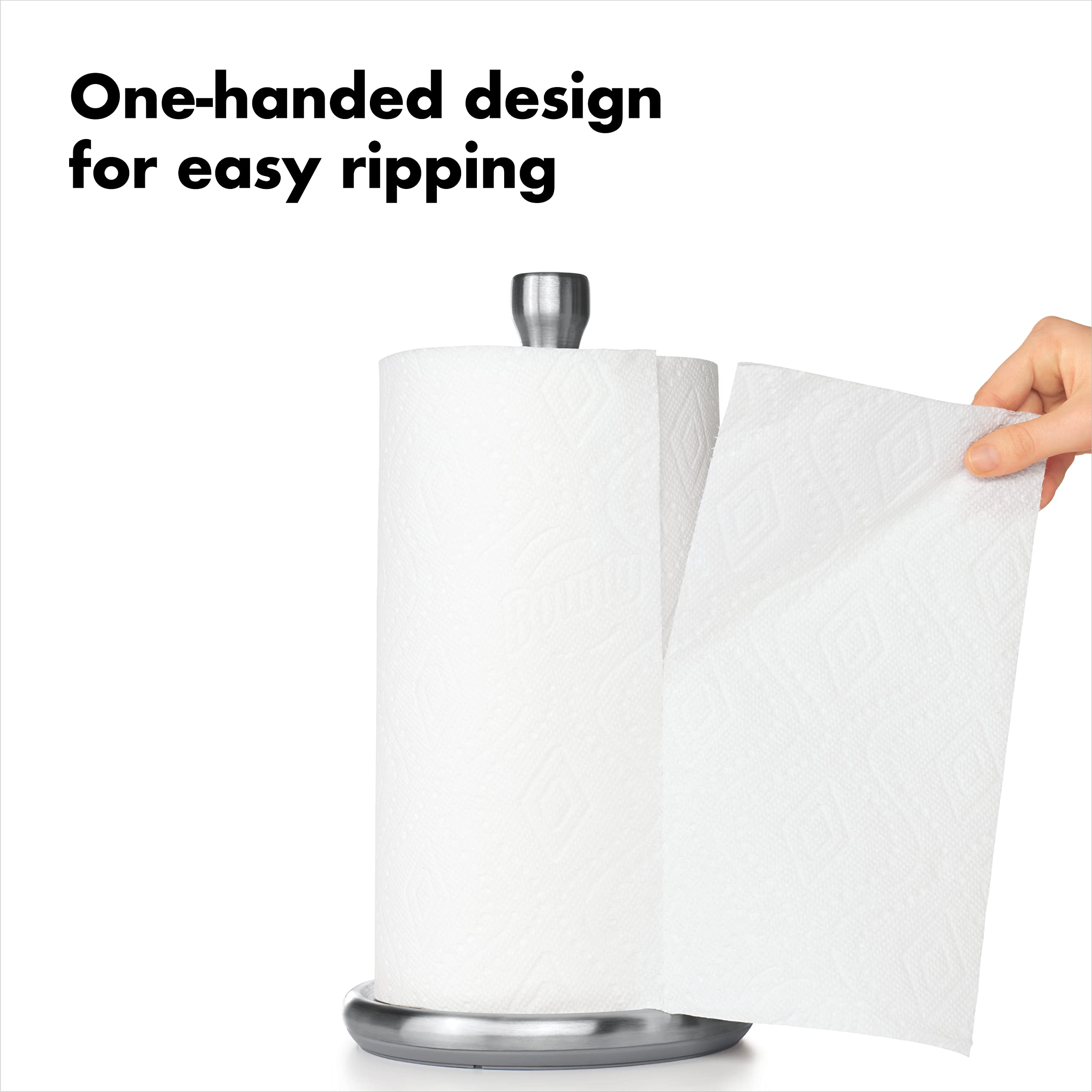 OXO Good Grips Steady Paper Towel Holder weighted base keeps it steady on the counter