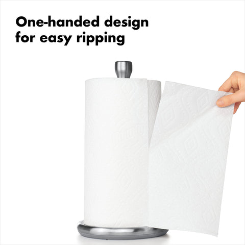 OXO Good Grips Steady Paper Towel Holder weighted base keeps it steady on the counter