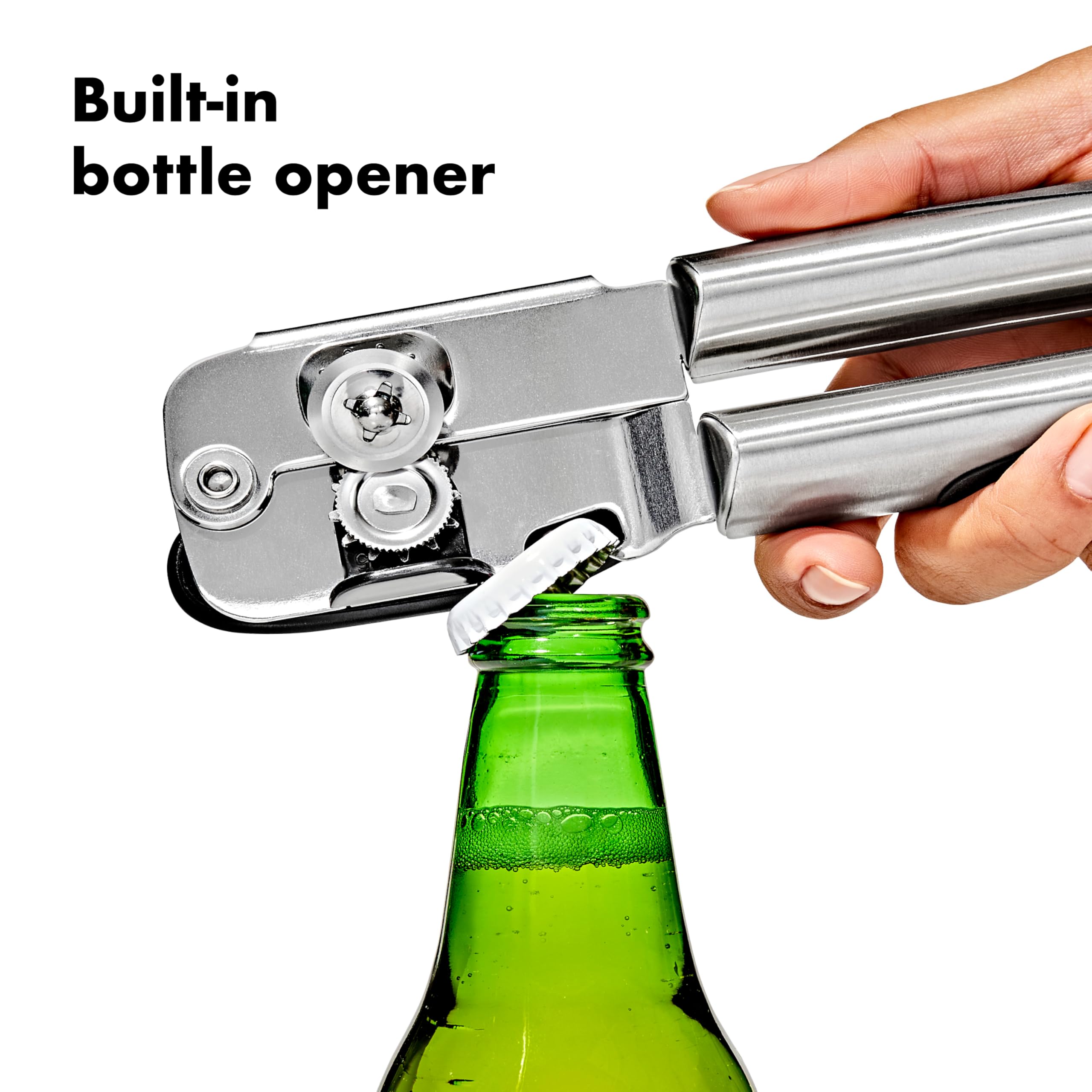 OXO SteeL Can Opener features an easy-turn design.