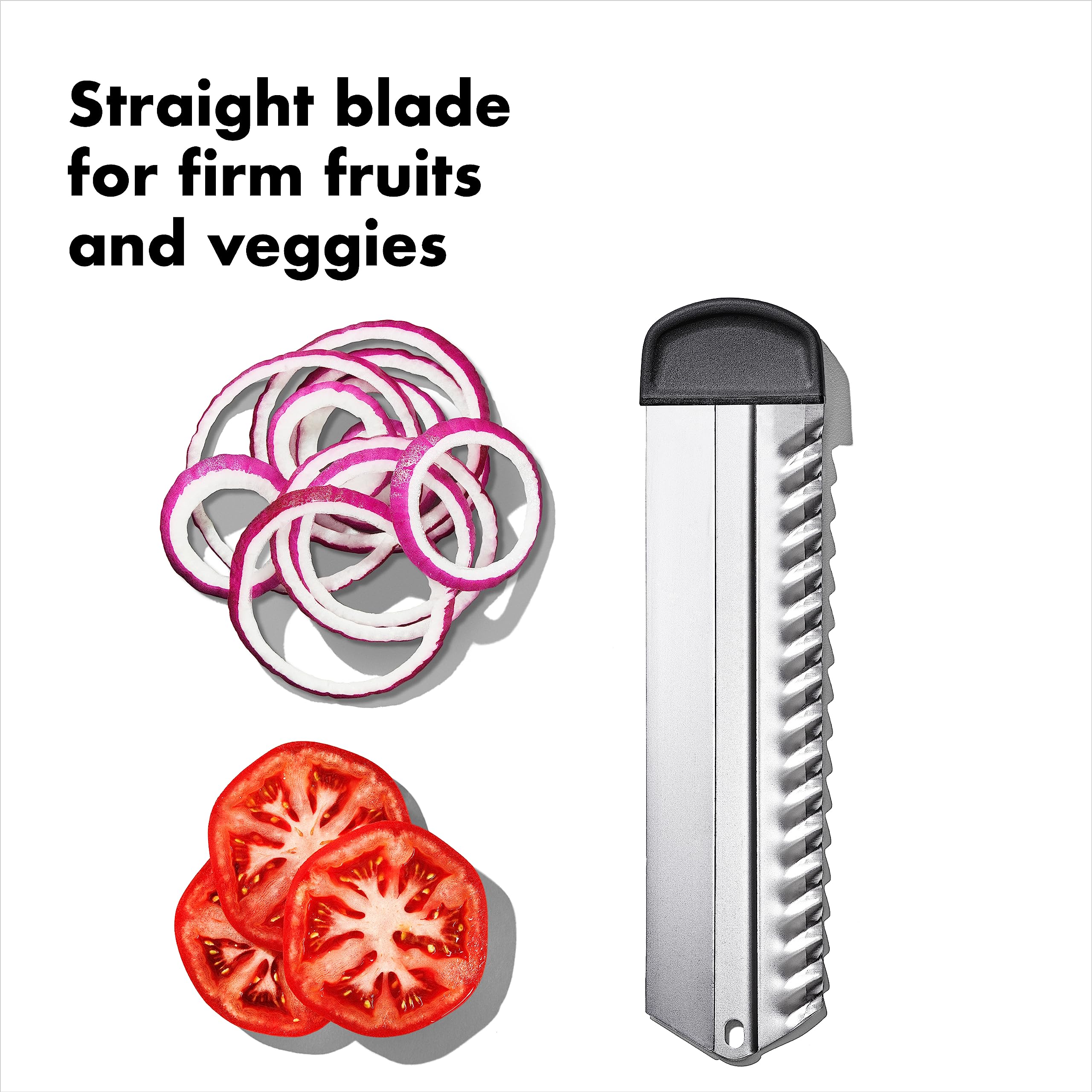 OXO SteeL Chef's Mandoline 2.0 thin julienne blade for delicate matchsticks.