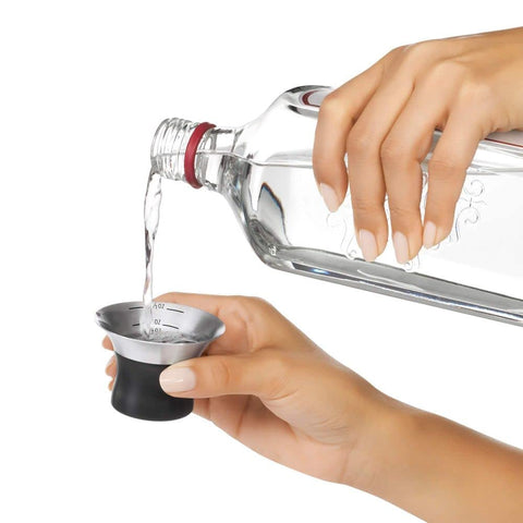OXO Steel shaker durable stainless steel surface for daily use.