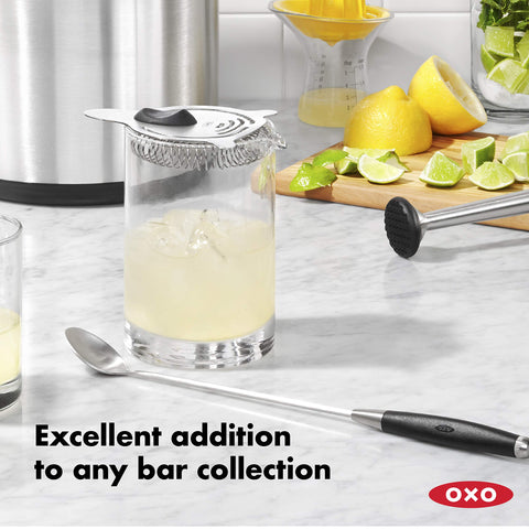 Durable stainless steel body of OXO SteeL for reliable straining.