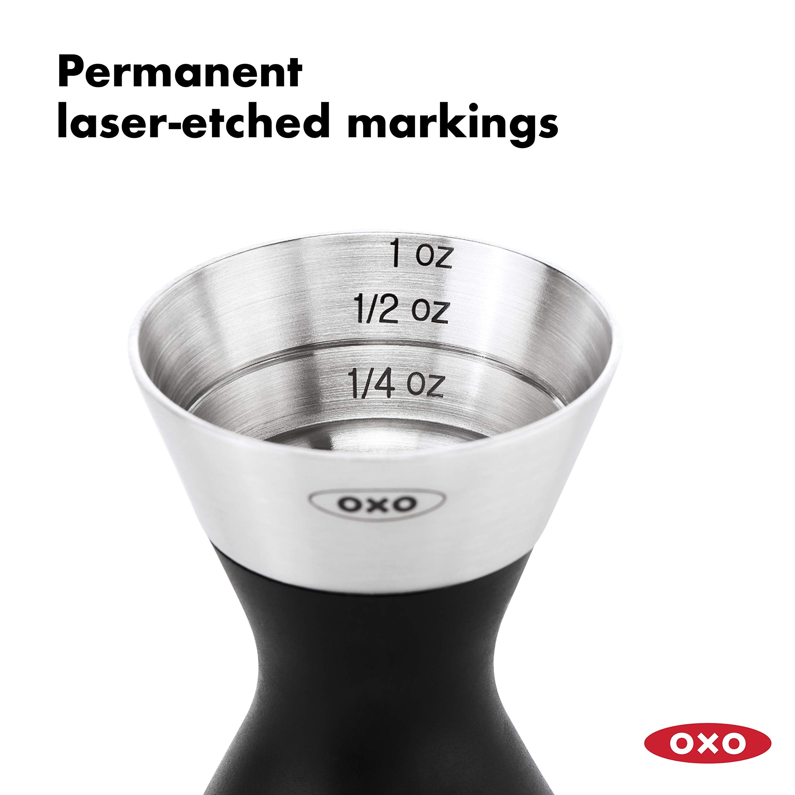 OXO SteeL on the other side offers 1/4 oz to 1 oz increments for flexibility.