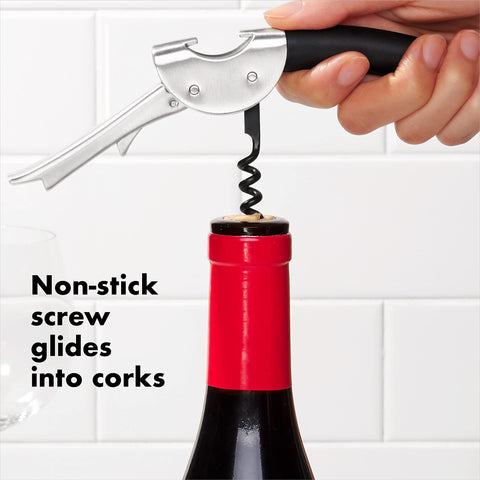 OXO corkscrew in a picnic setup for travel-friendly bottle opening