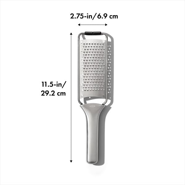 OXO Steel Grater compact design easy to store in small kitchens.
