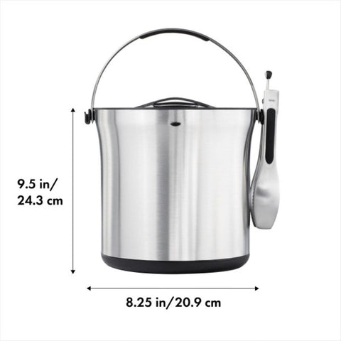 OXO steel ice bucket supports quick service during parties.