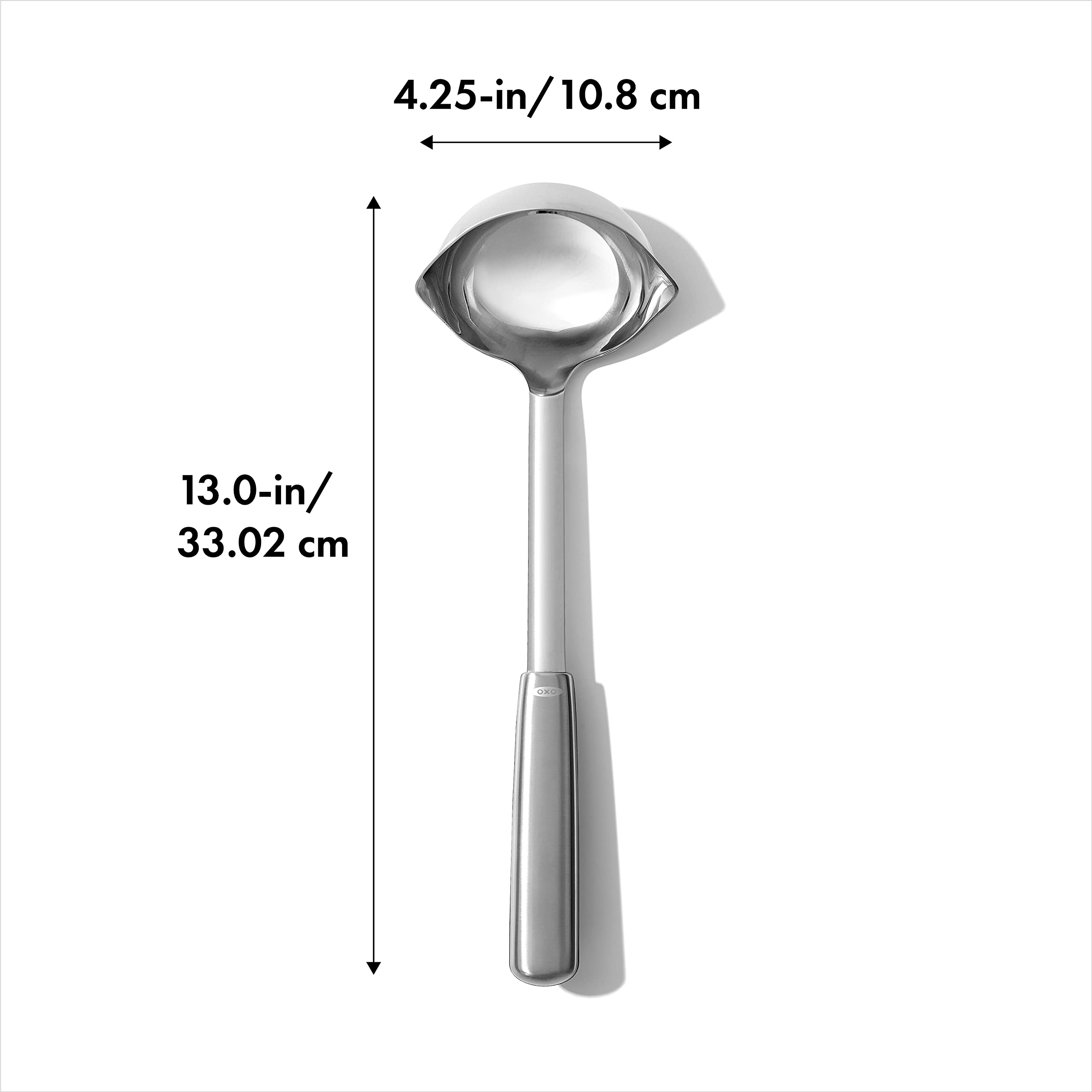 OXO Steel Ladle used for soups, stews, and sauces in everyday kitchen tasks