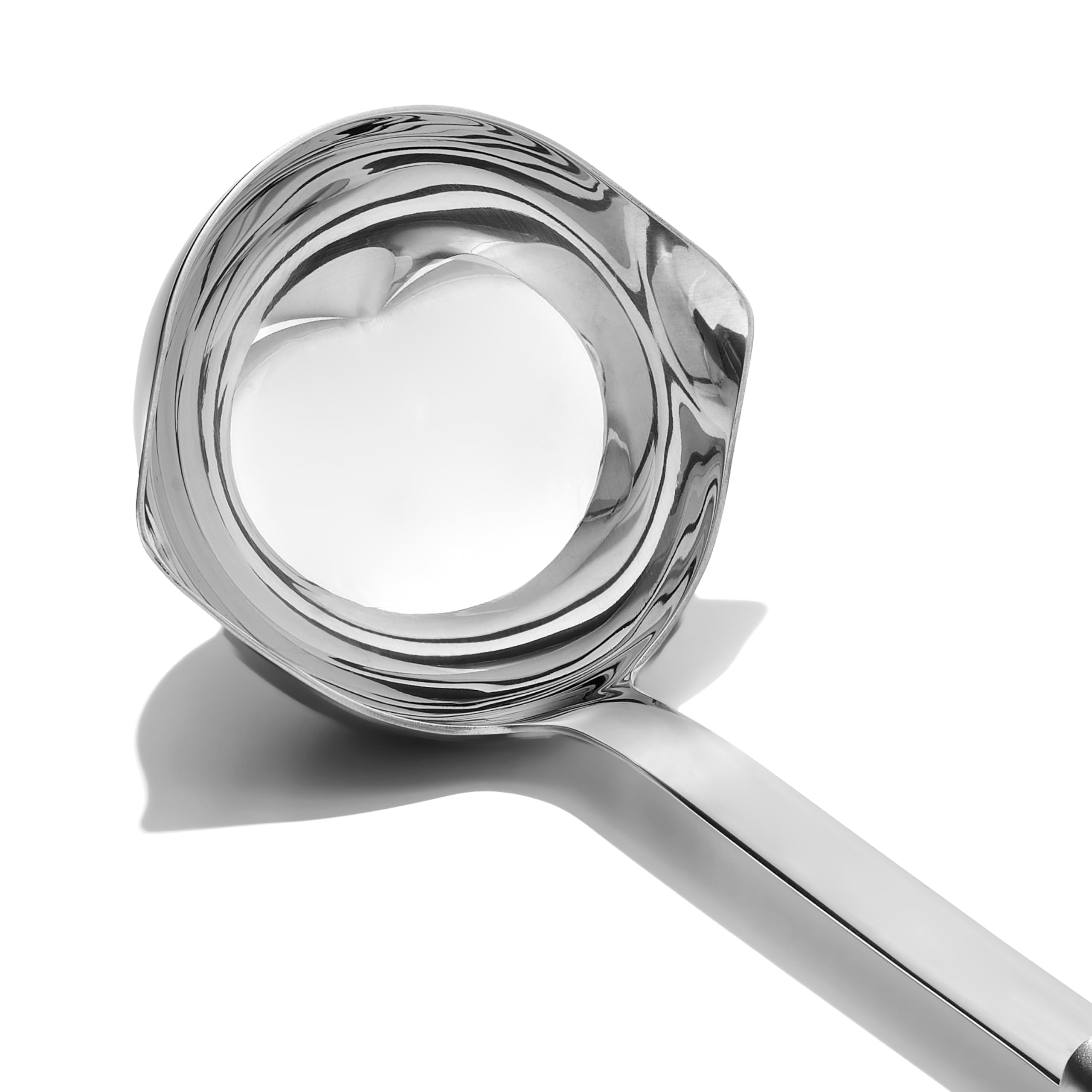 OXO Steel Ladle stainless steel construction on display