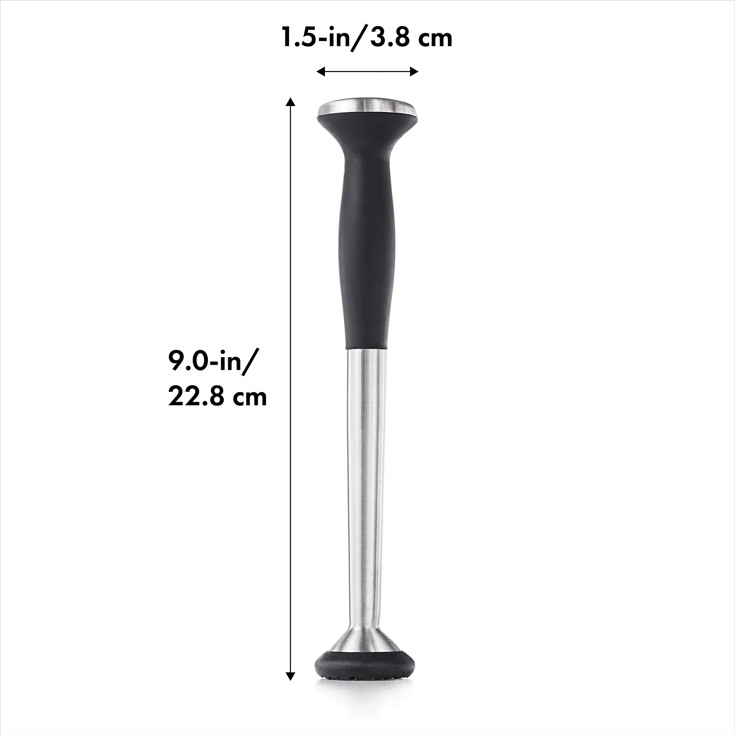 OXO SteeL Muddler die-cast zinc body ensures durable kitchen tool