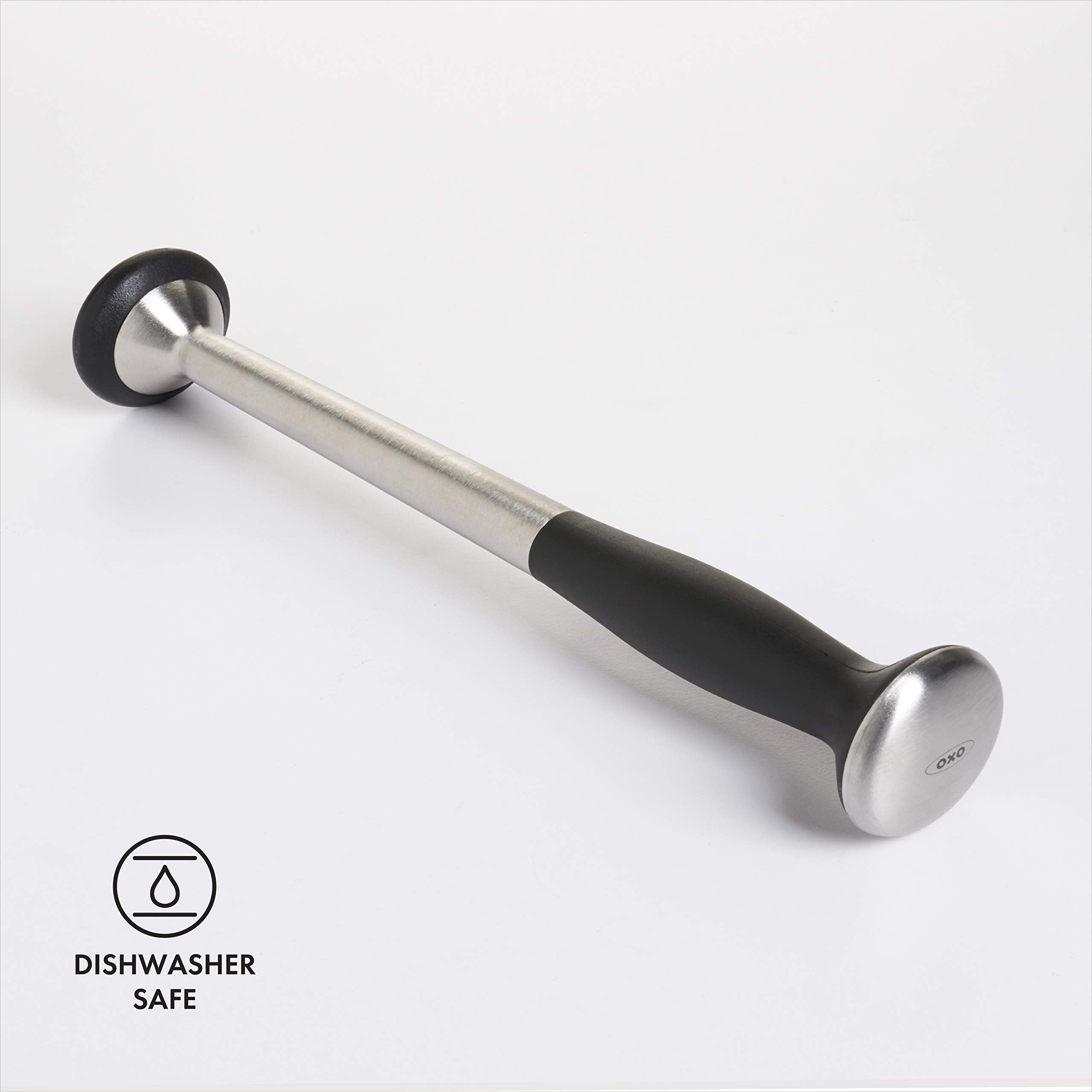 OXO SteeL Muddler silver finish adds modern kitchen style