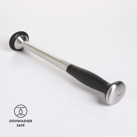 OXO SteeL Muddler silver finish adds modern kitchen style