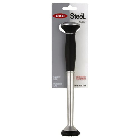 OXO SteeL Muddler soft grip handle offers comfortable daily use