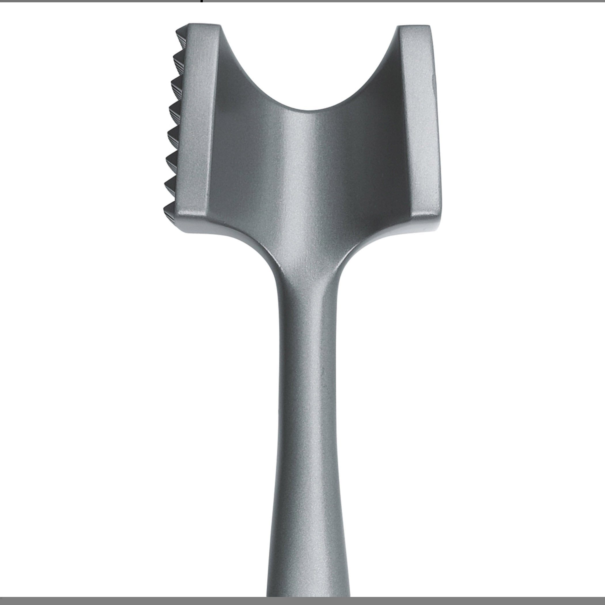 OXO SteeL non-stick coated tenderizer prevents sticking and eases cleaning.