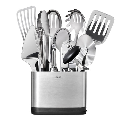 OXO Steel 15-piece spoon image for versatile prep and serving.