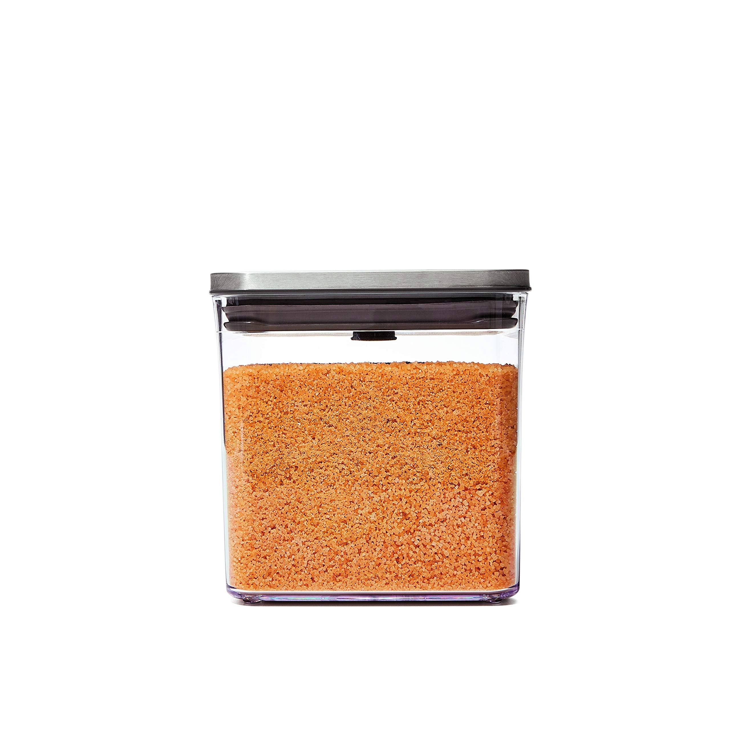 OXO Steel POP container 2.8 qt front view shows airtight seal for fresh cereal
