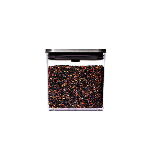 OXO Steel POP brown sugar container with airtight seal keeps sweetness fresh