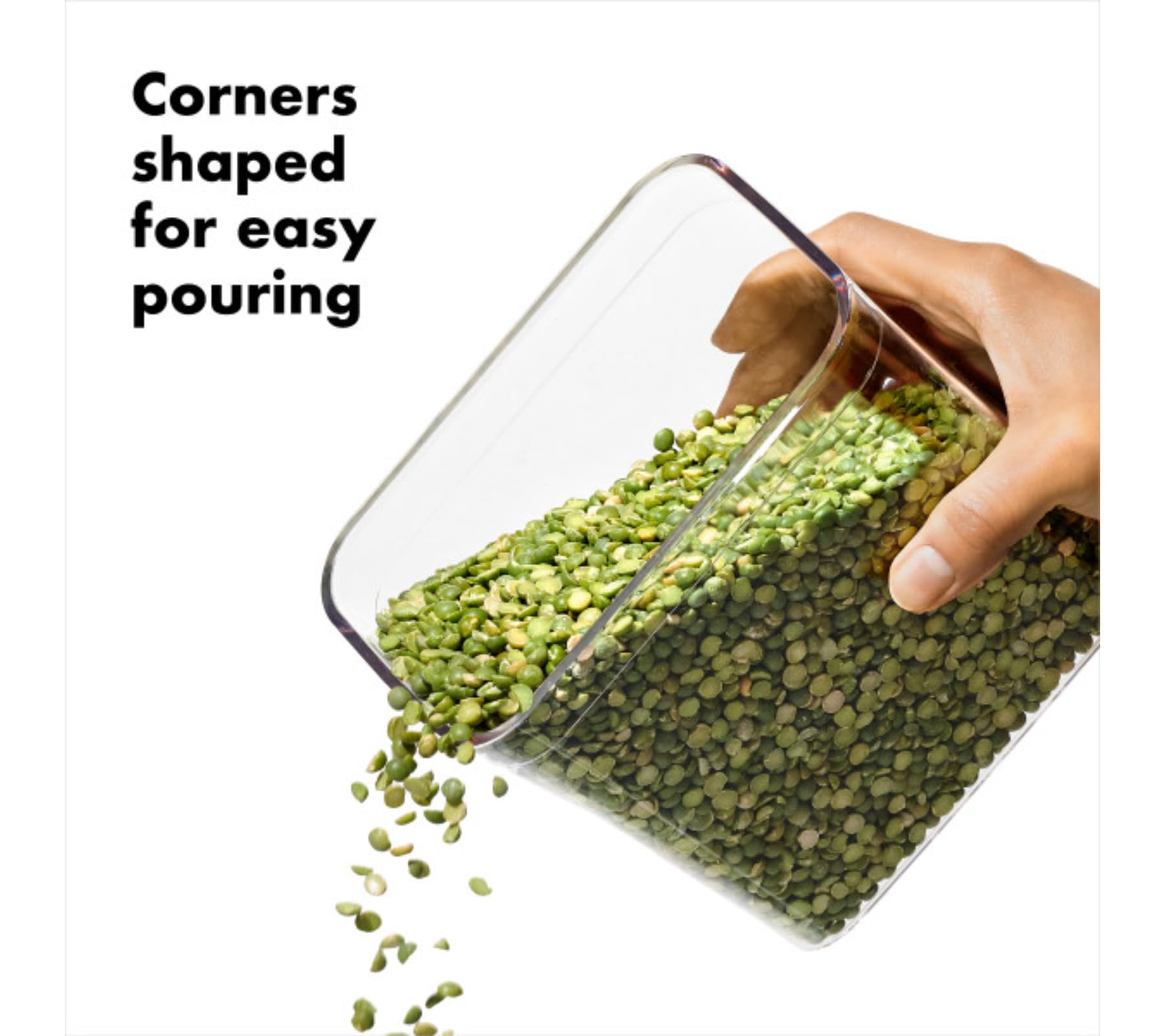 OXO Steel POP rice container offers space-efficient pantry storage