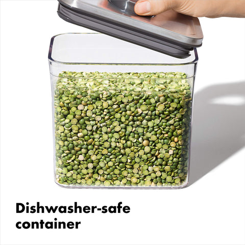 Clear interior helps locate staples quickly in the pantry with OXO POP.