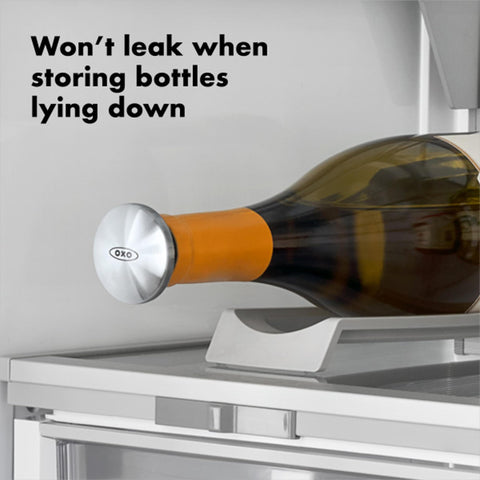 OXO SteeL precise-fit stopper prevents slipping and leaking.