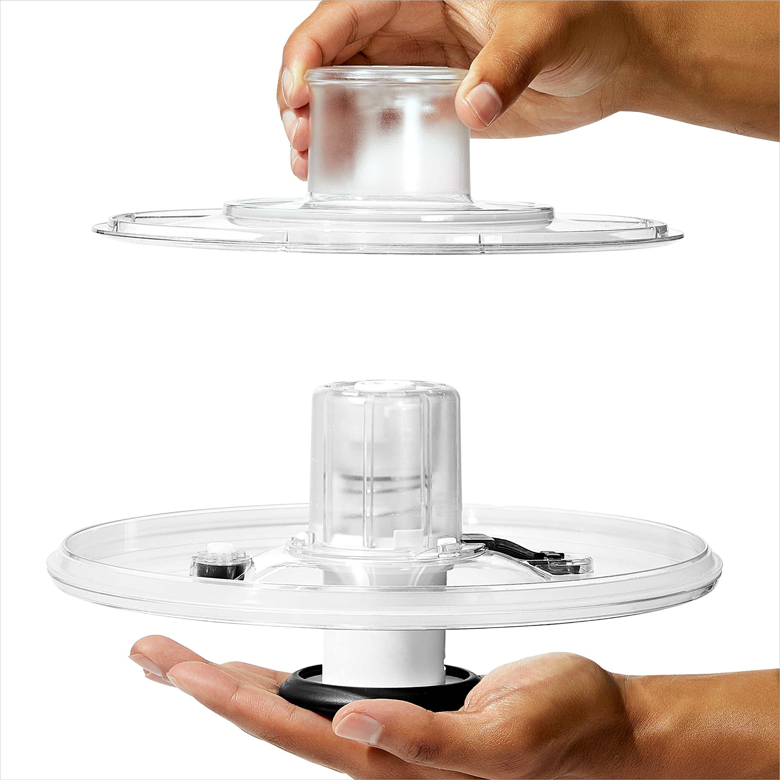OXO wide non-slip base keeps the spinner steady while spinning.