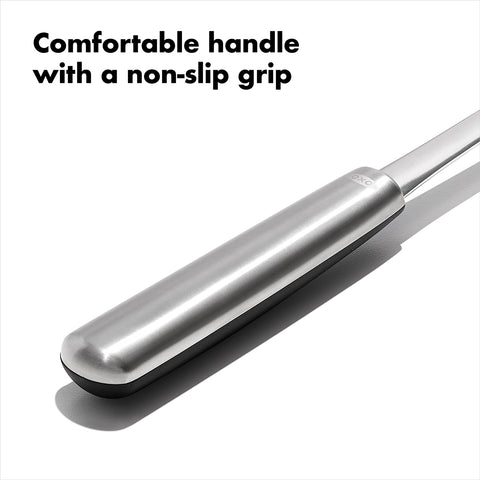 OXO dishwasher-safe steel silicone spoon in modern kitchen