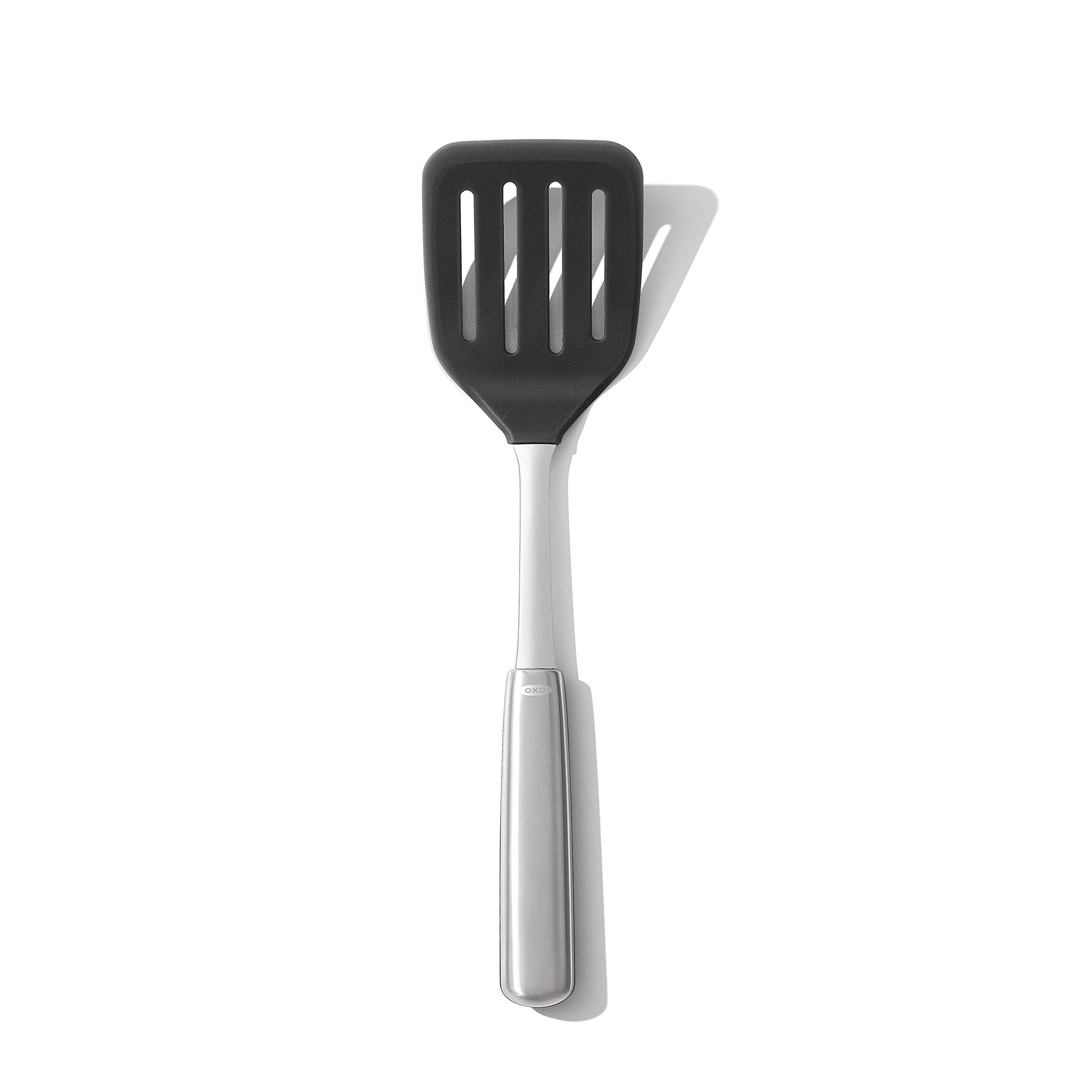 OXO Steel Silicone Flexible Turner head close-up, safe for non-stick cookware.