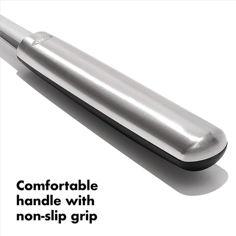 OXO Steel Slotted Spoon ideal for straining vegetables and lifting solids from soups
