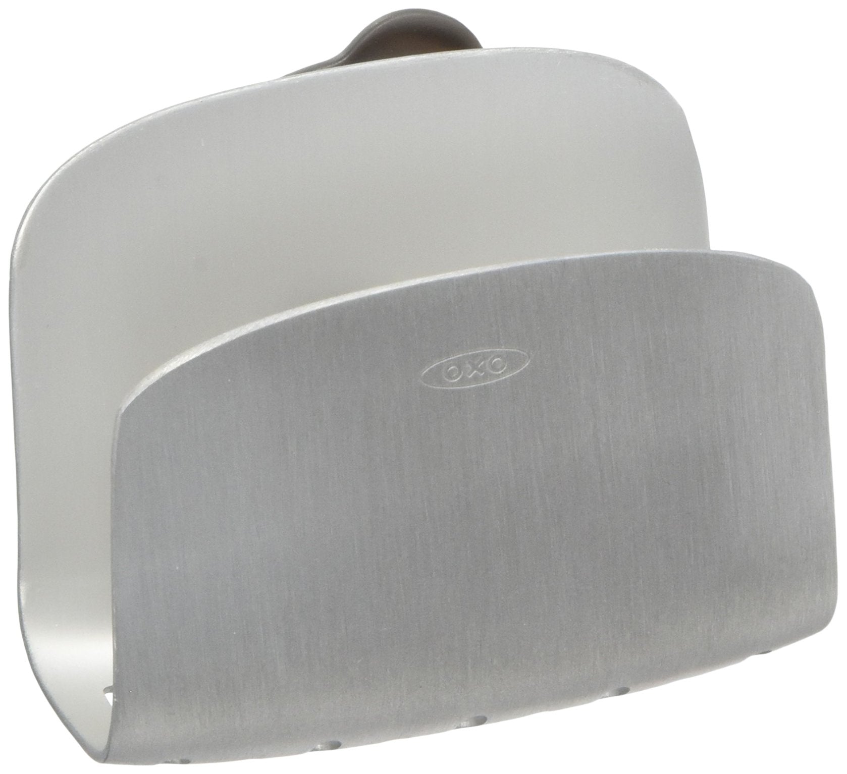 OXO SteeL suction sponge holder mounted to sink wall for a tidy counter
