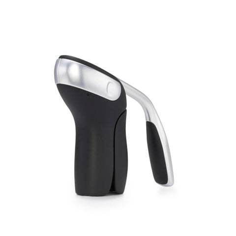 OXO Steel Vertical Lever Corkscrew with two-motion operation for quick cork removal