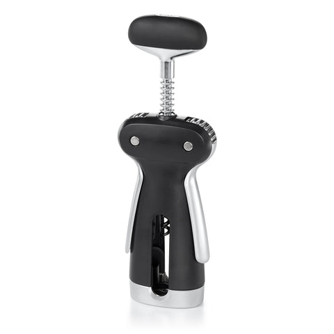 OXO SteeL Winged Corkscrew counterclockwise turn releases cork safely.