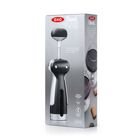 OXO SteeL Winged Corkscrew extended body for easy handling.