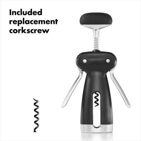 OXO SteeL Winged Corkscrew soft knob provides comfortable turning.