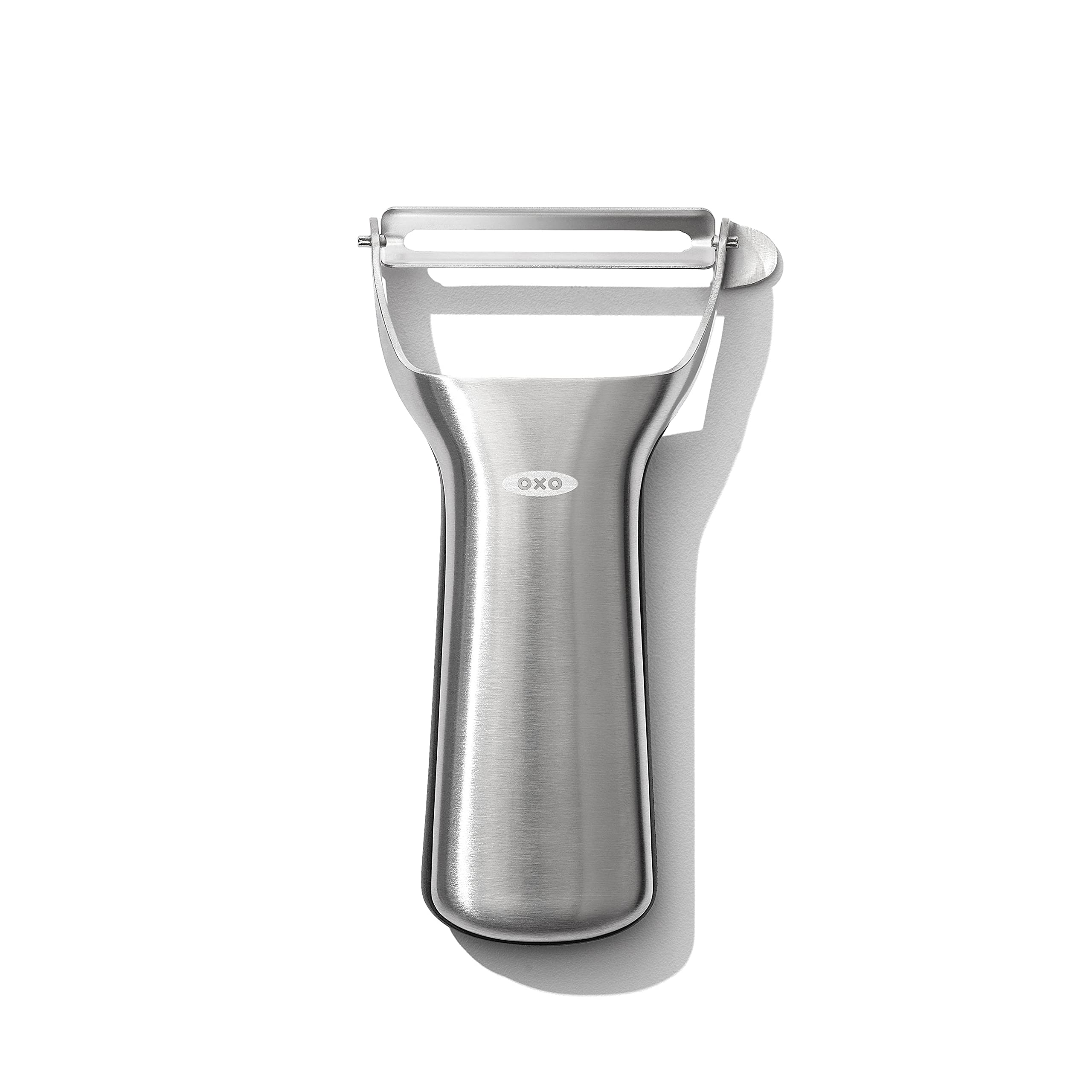 OXO Steel Y Peeler blade-glide for quick prep of firm produce