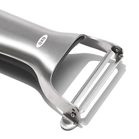 OXO Steel Y Peeler blade-swivel enables smoother maneuvering
