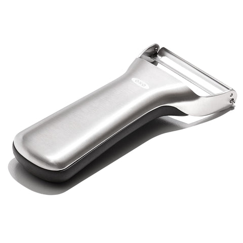 OXO Steel Y Peeler ergonomic-handle delivers comfort and precise control