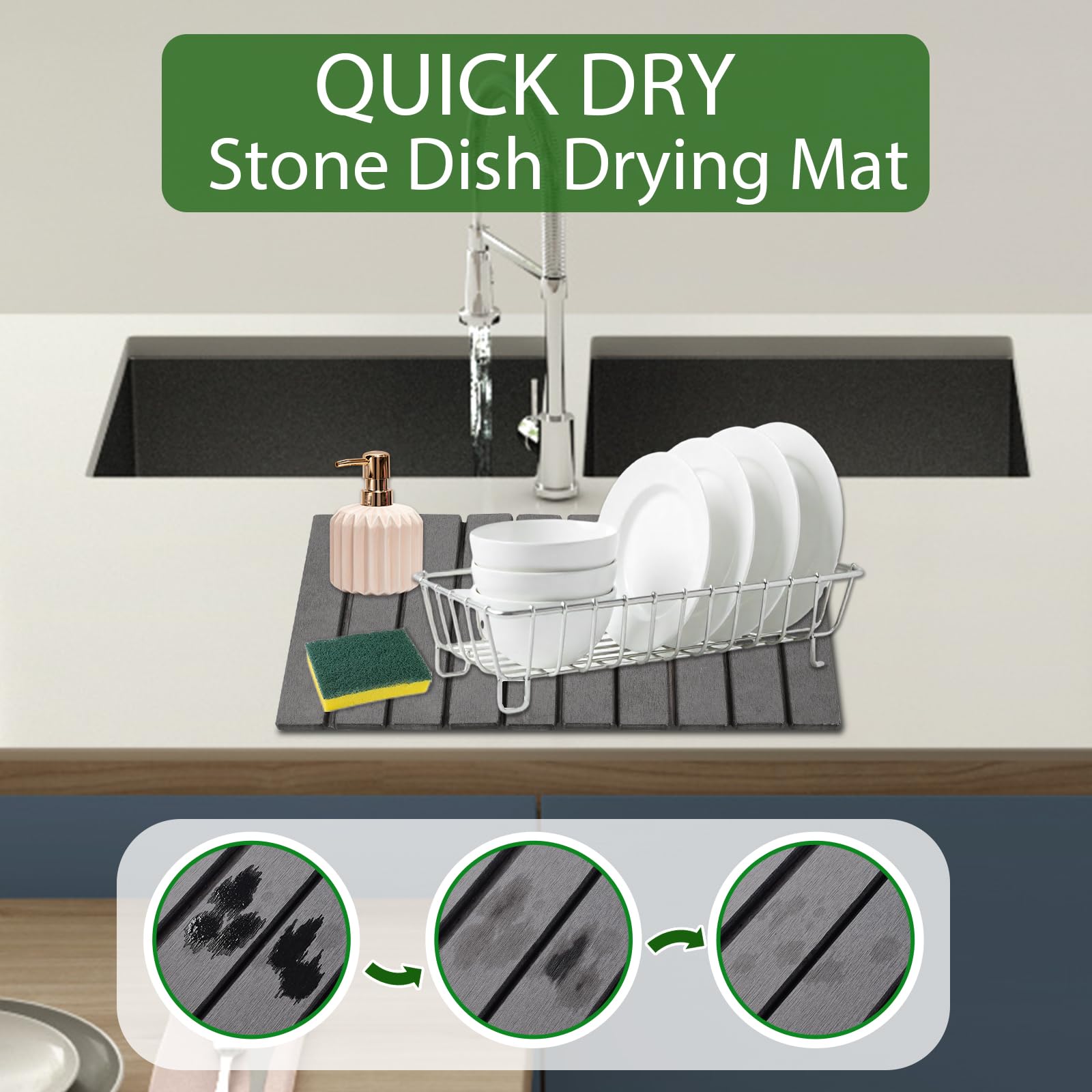 Foldable Oxydrily mat saves space while keeping countertops organized