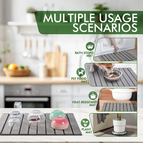Non-slip texture keeps bottles steady during drying with Oxydrily stone mat