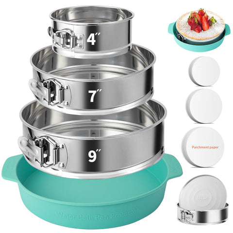 OYAOL 4, 7, 9 inches springform pan set top view for even baking