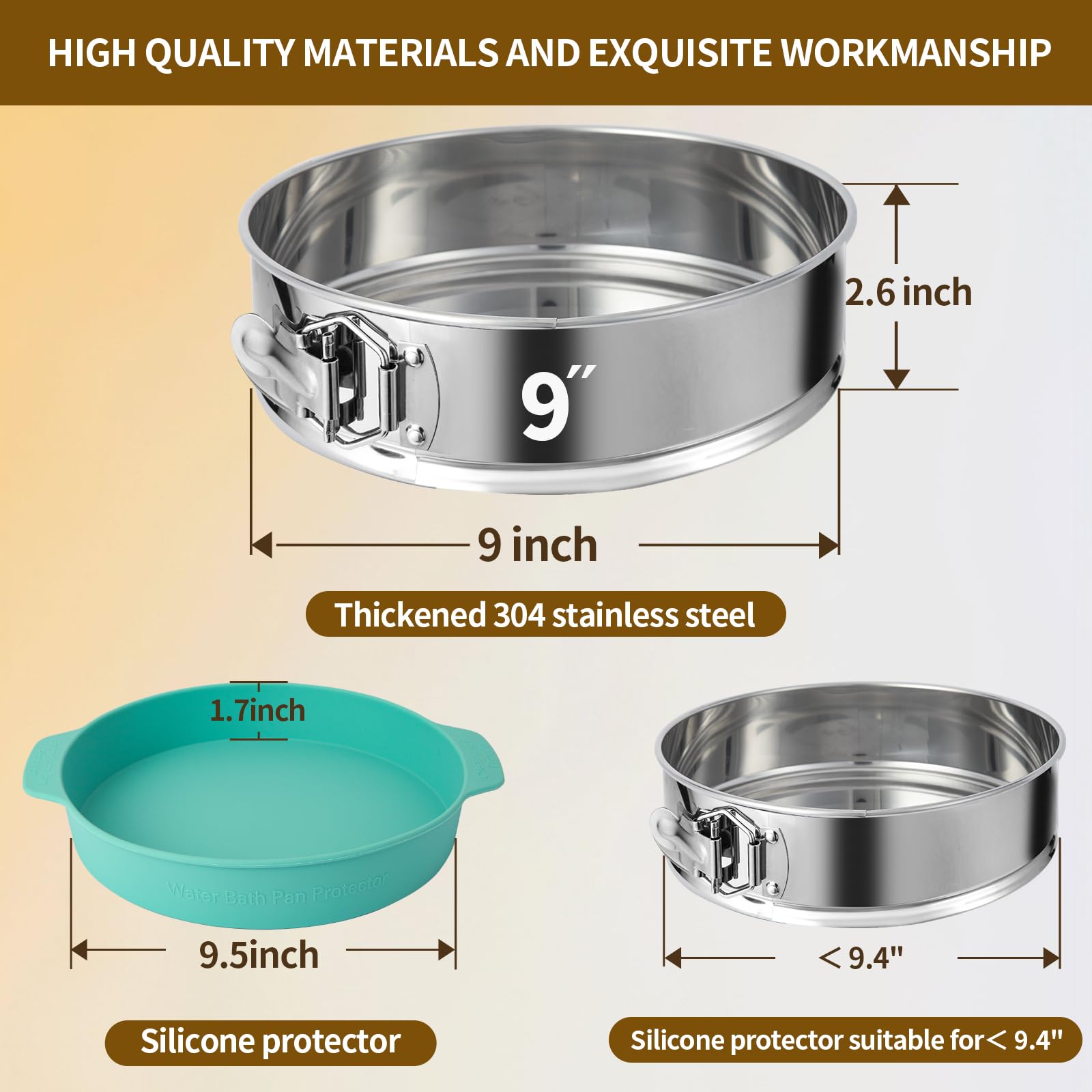 OYAOL 9-inch pan with detachable bottom for clean release during baking.