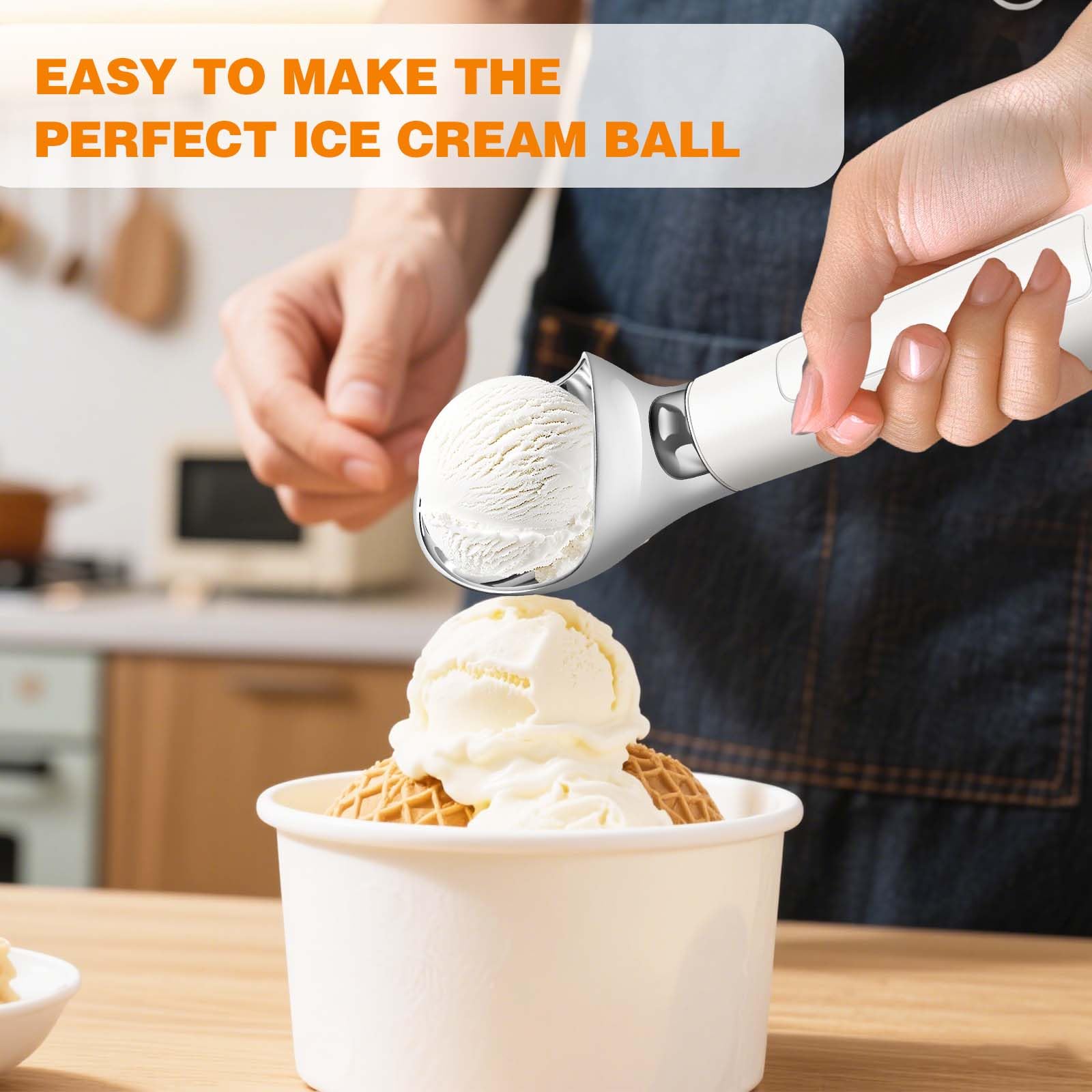 oyeftp ice cream scoop in a kitchen setting illustrating convenient everyday use.