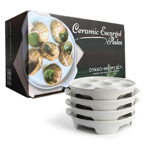 OYKKO-NNOMY SLT+ escargot plates with six large cavities for generous servings.